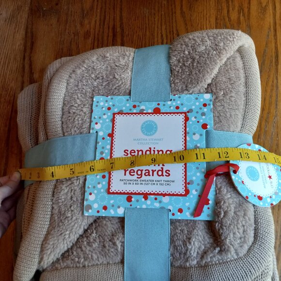 NWT Martha Stewart Collection Cabled Patchwork Sweater Knit Throw Country Preppy - Picture 12 of 13